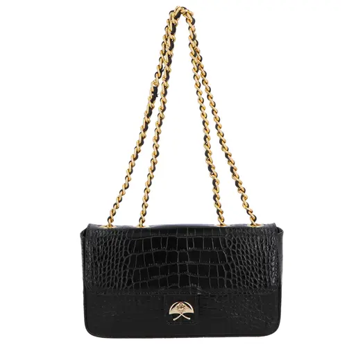 BOLSA PEQUENA CROCO LUIZA BARCELOS PRETO