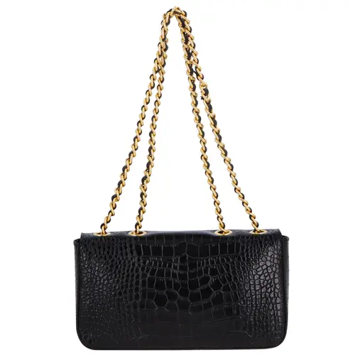 BOLSA PEQUENA CROCO LUIZA BARCELOS PRETO