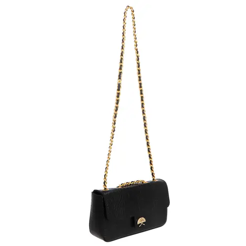 BOLSA PEQUENA CROCO LUIZA BARCELOS PRETO