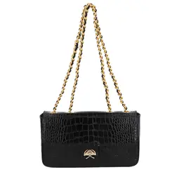 BOLSA PEQUENA CROCO LUIZA BARCELOS PRETO