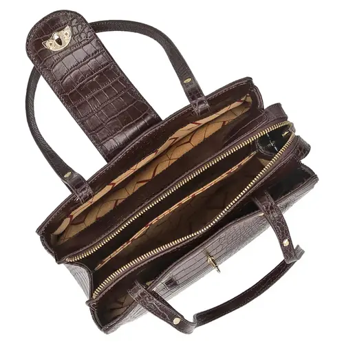 BOLSA MÉDIA CROCO LUIZA BARCELOS MARROM