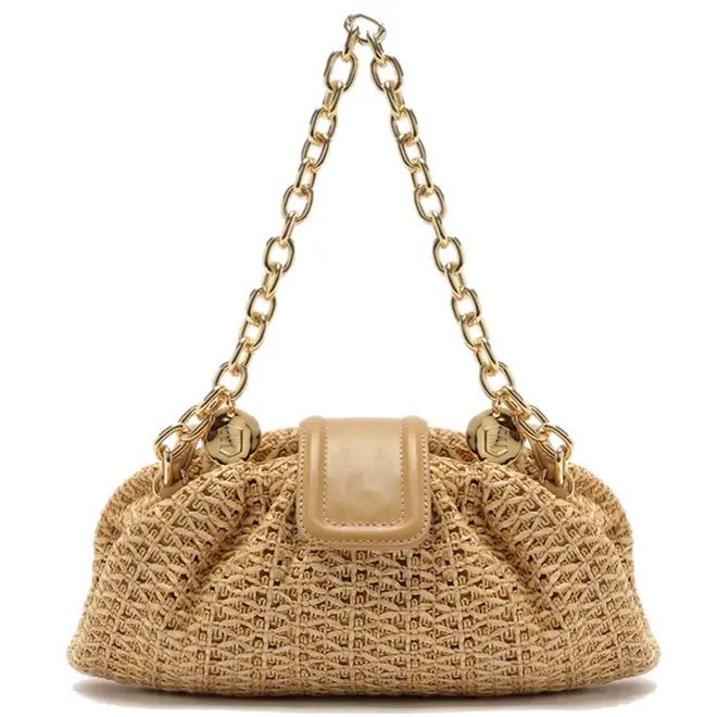 BOLSA CLUTCH PEQUENA PALHA AREZZO BEGE