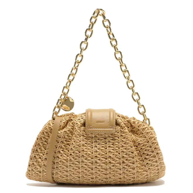 BOLSA CLUTCH PEQUENA PALHA AREZZO BEGE