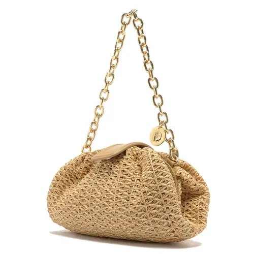 BOLSA CLUTCH PEQUENA PALHA AREZZO BEGE