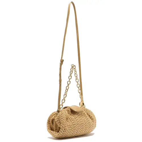 BOLSA CLUTCH PEQUENA PALHA AREZZO BEGE