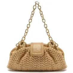 BOLSA CLUTCH PEQUENA PALHA AREZZO BEGE