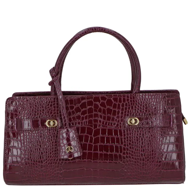 BOLSA MÉDIA CROCO LUIZA BARCELOS VINHO