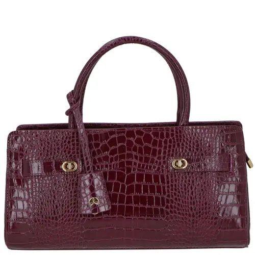 BOLSA MÉDIA CROCO LUIZA BARCELOS VINHO