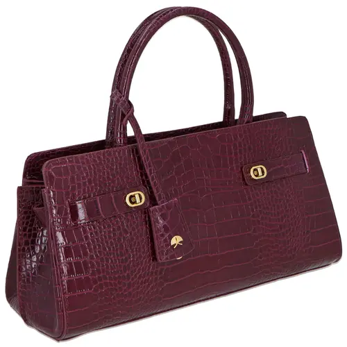 BOLSA MÉDIA CROCO LUIZA BARCELOS VINHO