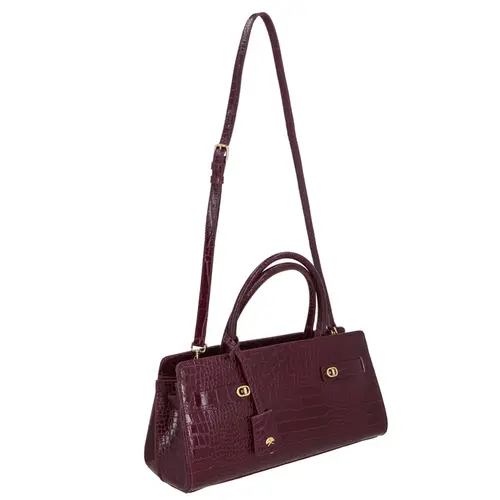 BOLSA MÉDIA CROCO LUIZA BARCELOS VINHO