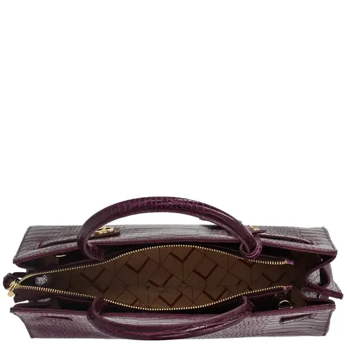 BOLSA MÉDIA CROCO LUIZA BARCELOS VINHO