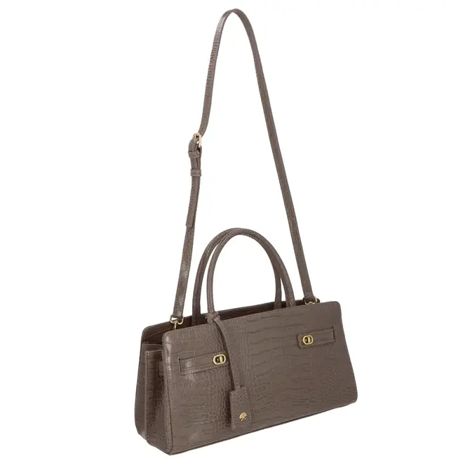 BOLSA MÉDIA CROCO LUIZA BARCELOS CINZA