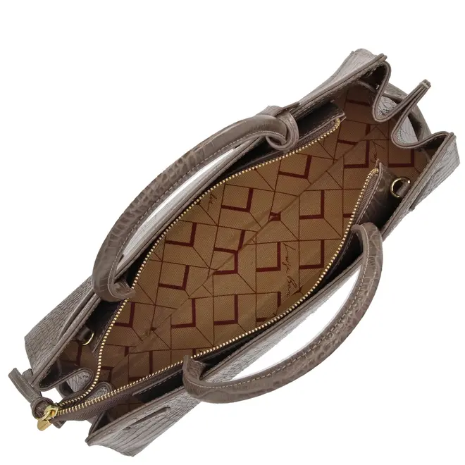 BOLSA MÉDIA CROCO LUIZA BARCELOS CINZA