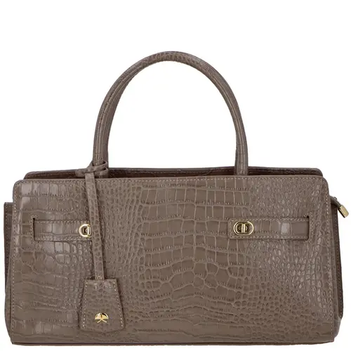 BOLSA MÉDIA CROCO LUIZA BARCELOS CINZA