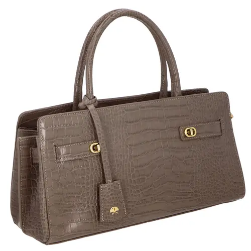 BOLSA MÉDIA CROCO LUIZA BARCELOS CINZA