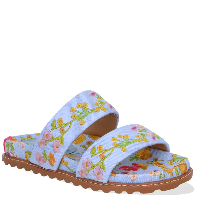 PAPETE BORDADO FLORAL LUIZA BARCELOS AZUL