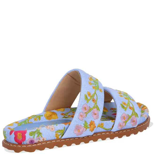 PAPETE BORDADO FLORAL LUIZA BARCELOS AZUL