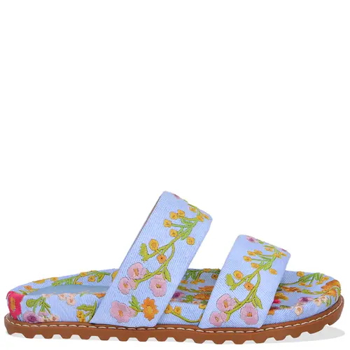 PAPETE BORDADO FLORAL LUIZA BARCELOS AZUL