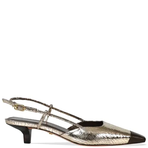 SCARPIN SALTO BAIXO DUO PAULA TORRES DOURADO