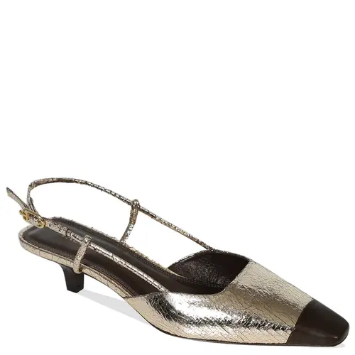 SCARPIN SALTO BAIXO DUO PAULA TORRES DOURADO