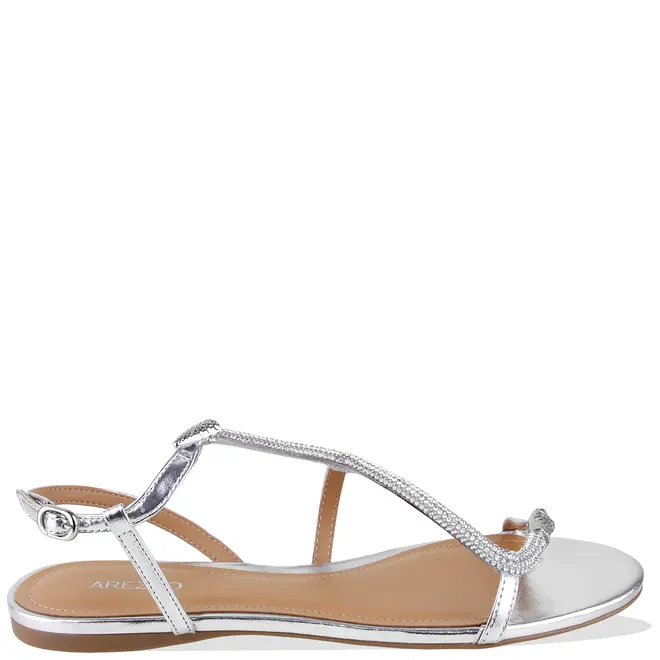 SANDÁLIA RASTEIRA SNAKE STRASS AREZZO PRATA