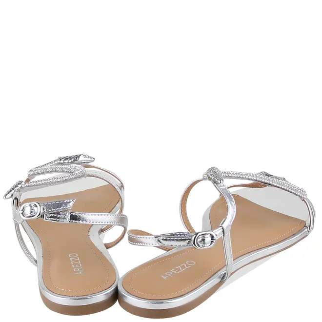 SANDÁLIA RASTEIRA SNAKE STRASS AREZZO PRATA