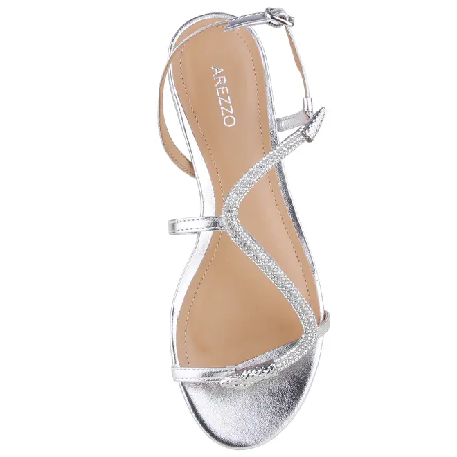 SANDÁLIA RASTEIRA SNAKE STRASS AREZZO PRATA