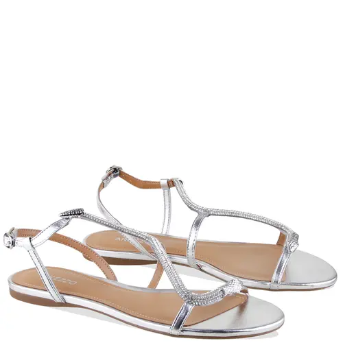 SANDÁLIA RASTEIRA SNAKE STRASS AREZZO PRATA