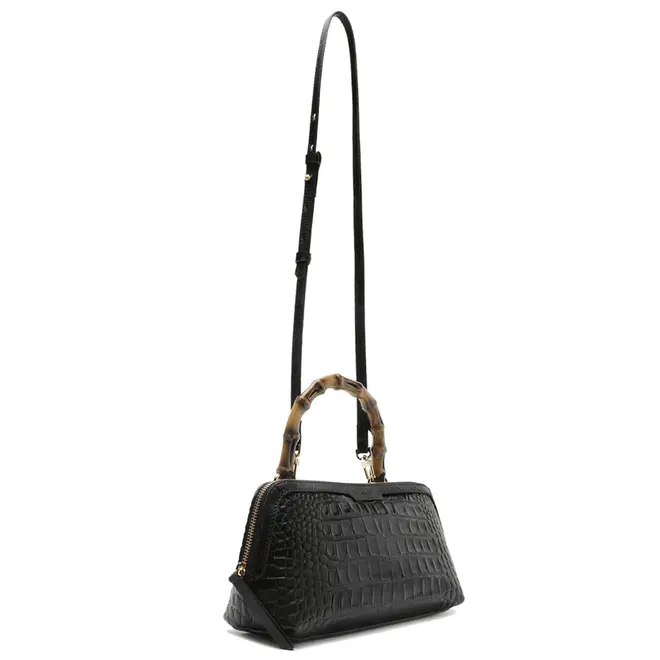 BOLSA MÉDIA CROCO AREZZO PRETO