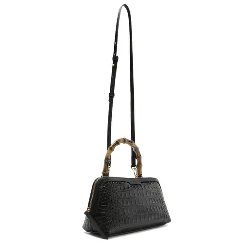 BOLSA MÉDIA CROCO AREZZO PRETO