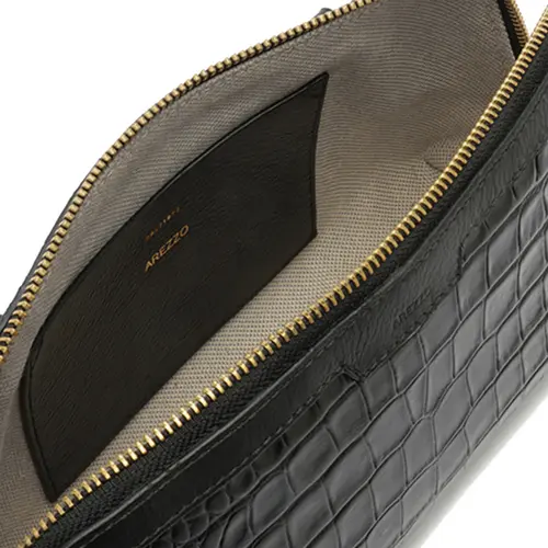 BOLSA MÉDIA CROCO AREZZO PRETO