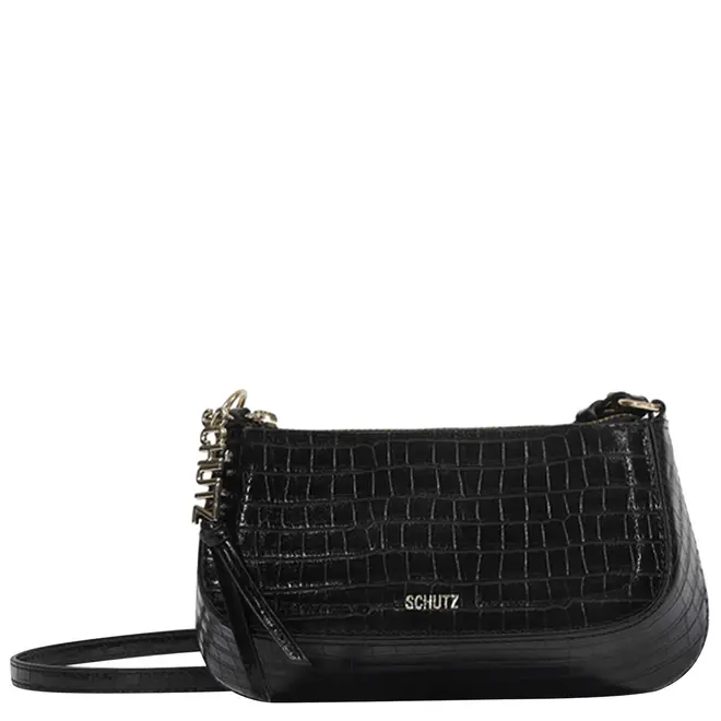 BOLSA PEQUENA CROCO TINA SCHUTZ PRETO