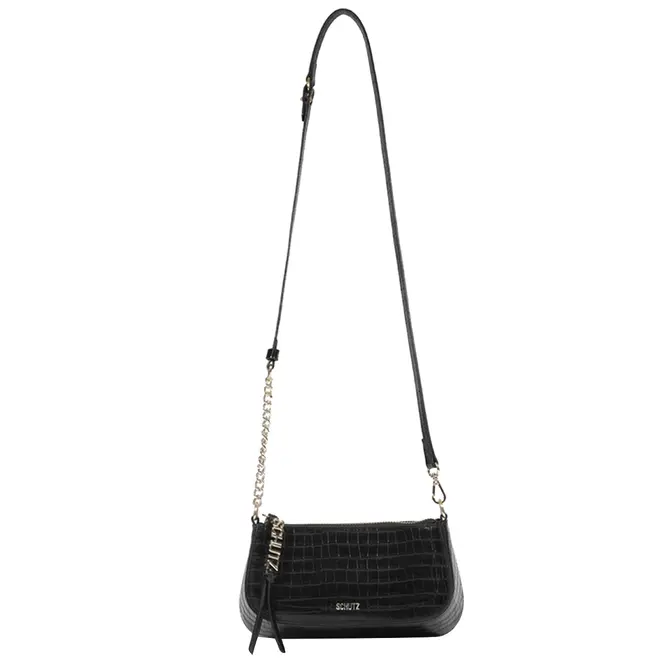 BOLSA PEQUENA CROCO TINA SCHUTZ PRETO