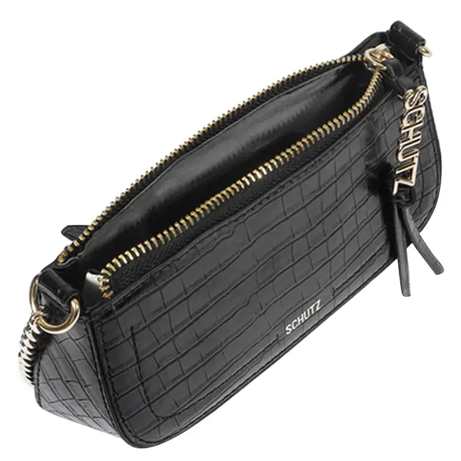 BOLSA PEQUENA CROCO TINA SCHUTZ PRETO