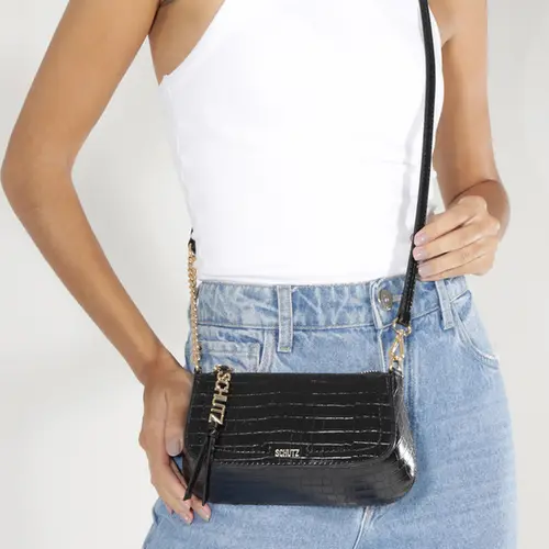 BOLSA PEQUENA CROCO TINA SCHUTZ PRETO
