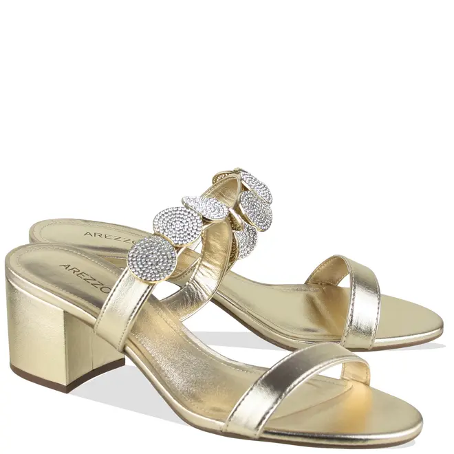 SANDÁLIA SALTO MÉDIO AREZZO DOURADO
