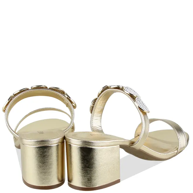SANDÁLIA SALTO MÉDIO AREZZO DOURADO