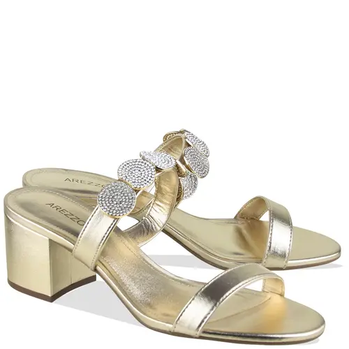 SANDÁLIA SALTO MÉDIO AREZZO DOURADO