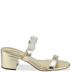 SANDÁLIA SALTO MÉDIO AREZZO DOURADO