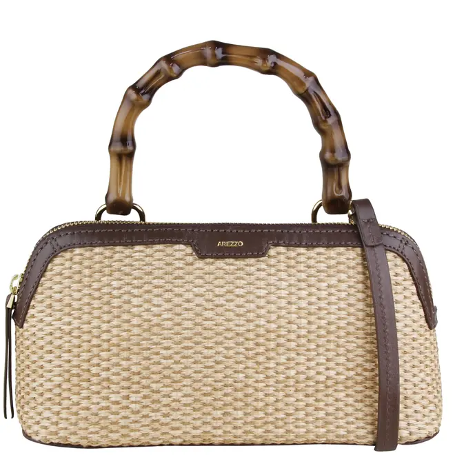 BOLSA MÉDIA PALHA AREZZO MARROM