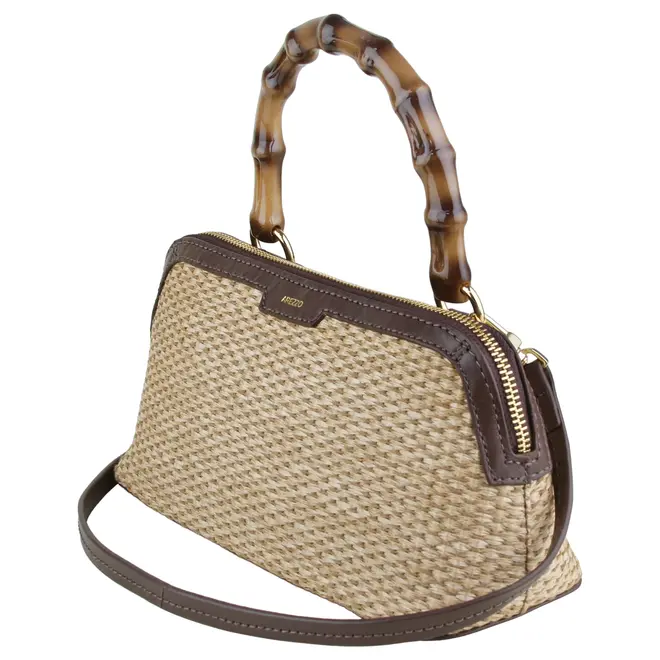 BOLSA MÉDIA PALHA AREZZO MARROM